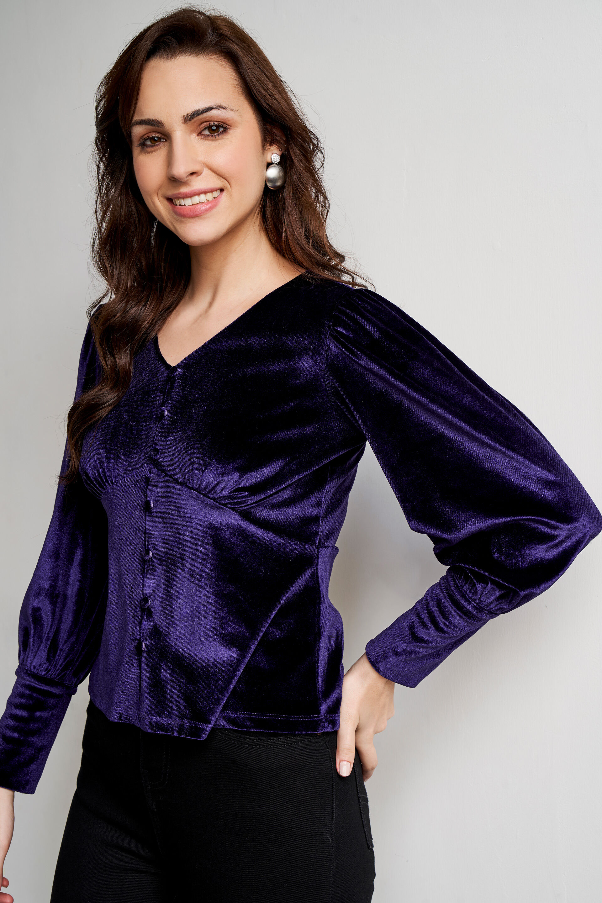 Purple Solid Straight Top, Purple, image 7