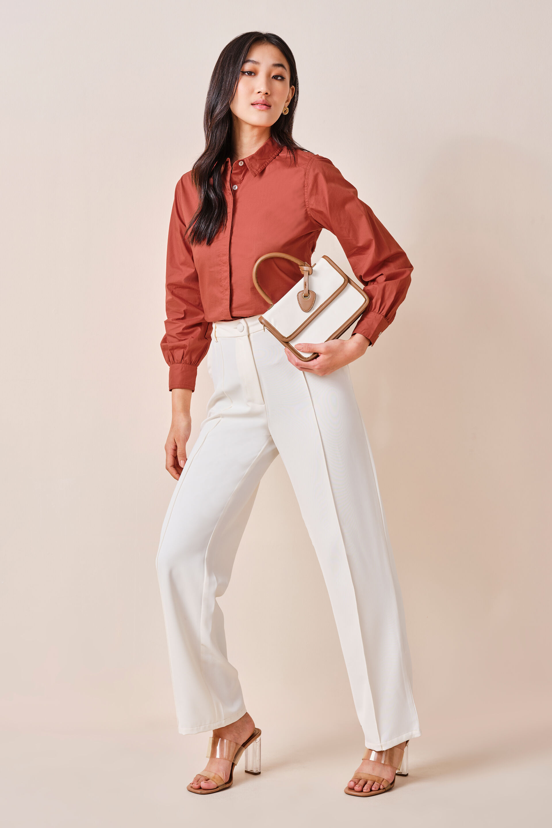 Elena Cotton Shirt, Orange, image 2