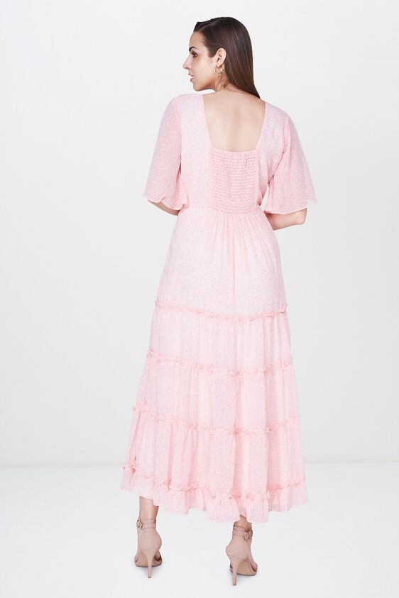 4 - Light Pink V-Neck Fit and Flare Maxi Gown, image 4