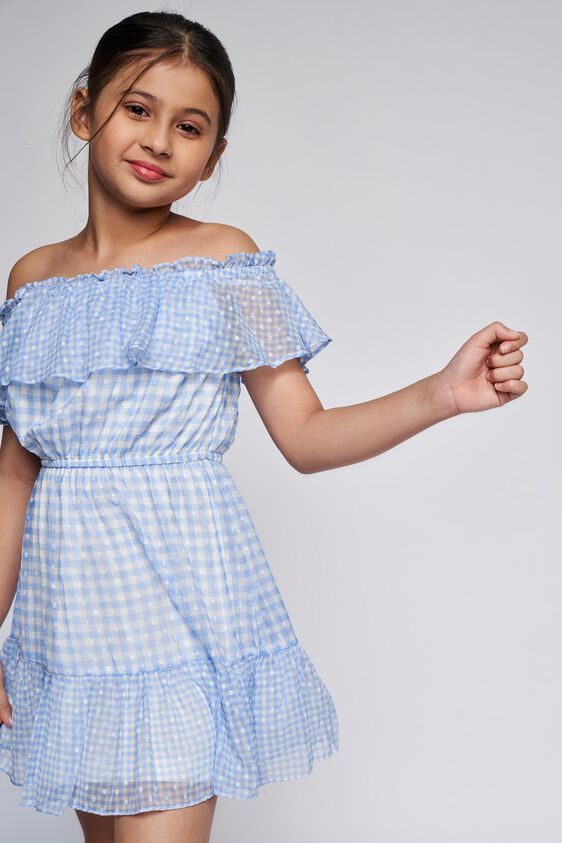 1 - Blue Checks Flounce Dress, image 1