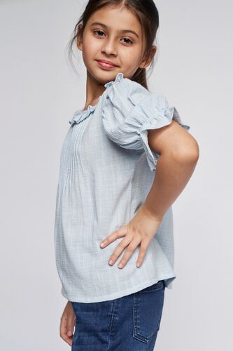 1 - Blue Self Design Straight Top, image 1