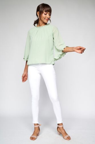 4 - Sage Green Solid Gathered A-Line Top, image 4