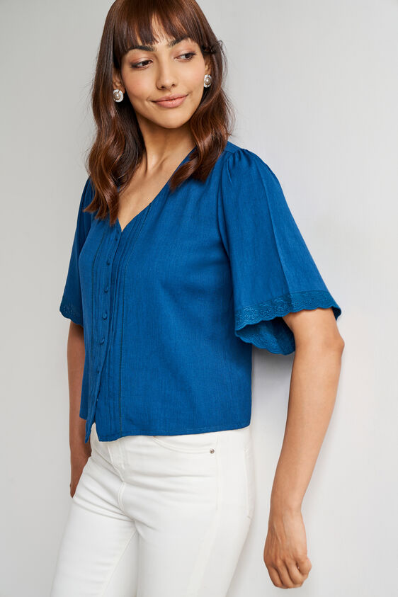 Teal Solid Curved Top, Teal, image 1