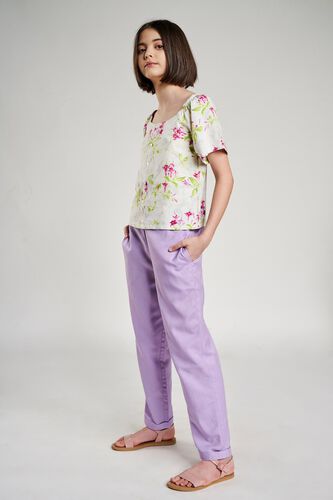 2 - White Floral Printed A-Line Top, image 2