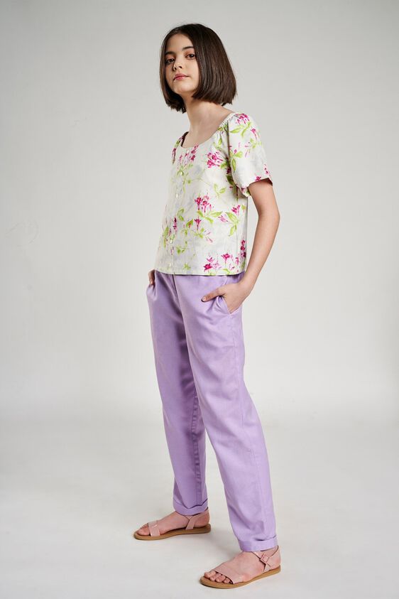 2 - White Floral Printed A-Line Top, image 2