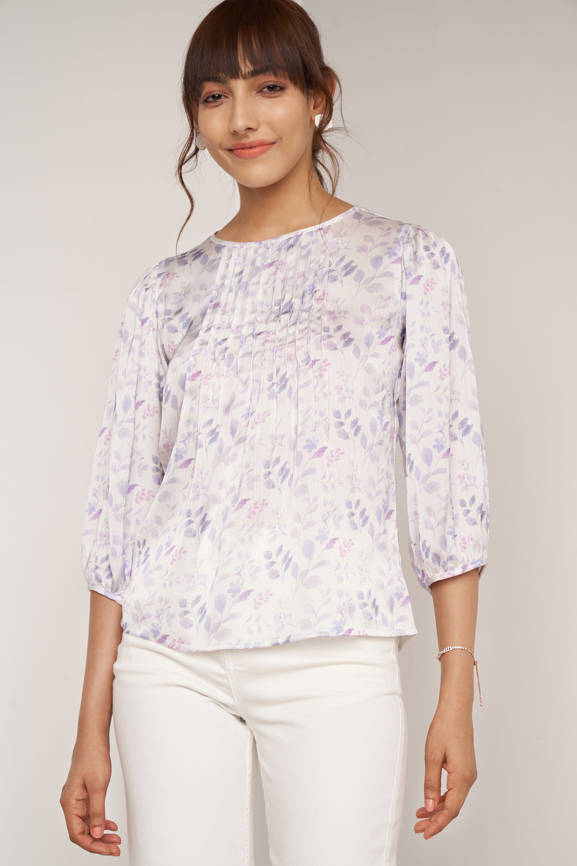 Multi Color Floral Curved Top, Multi Color, image 3