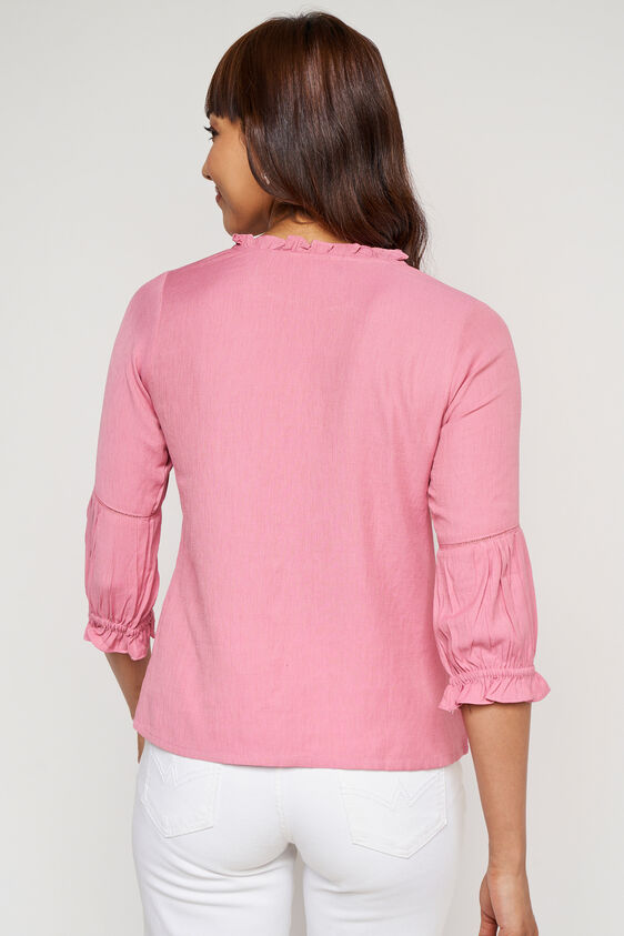 Pink Solid Straight Top, Pink, image 4
