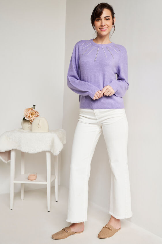 Lilac Self Design Regular Top, Lilac, image 4