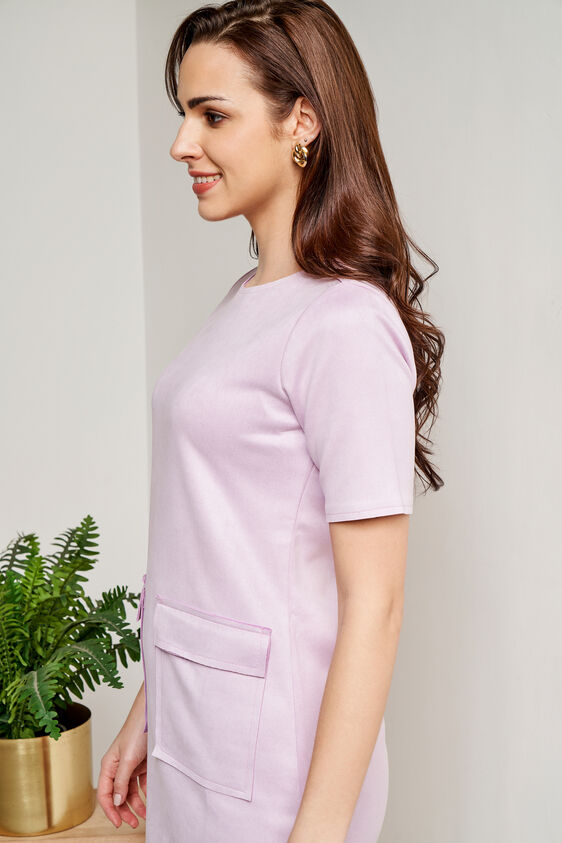 Lilac Solid Shift Dress, Lilac, image 6