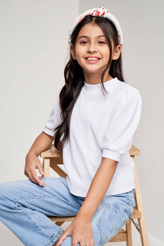 Solid Slip-On Straight Top, White, image 1
