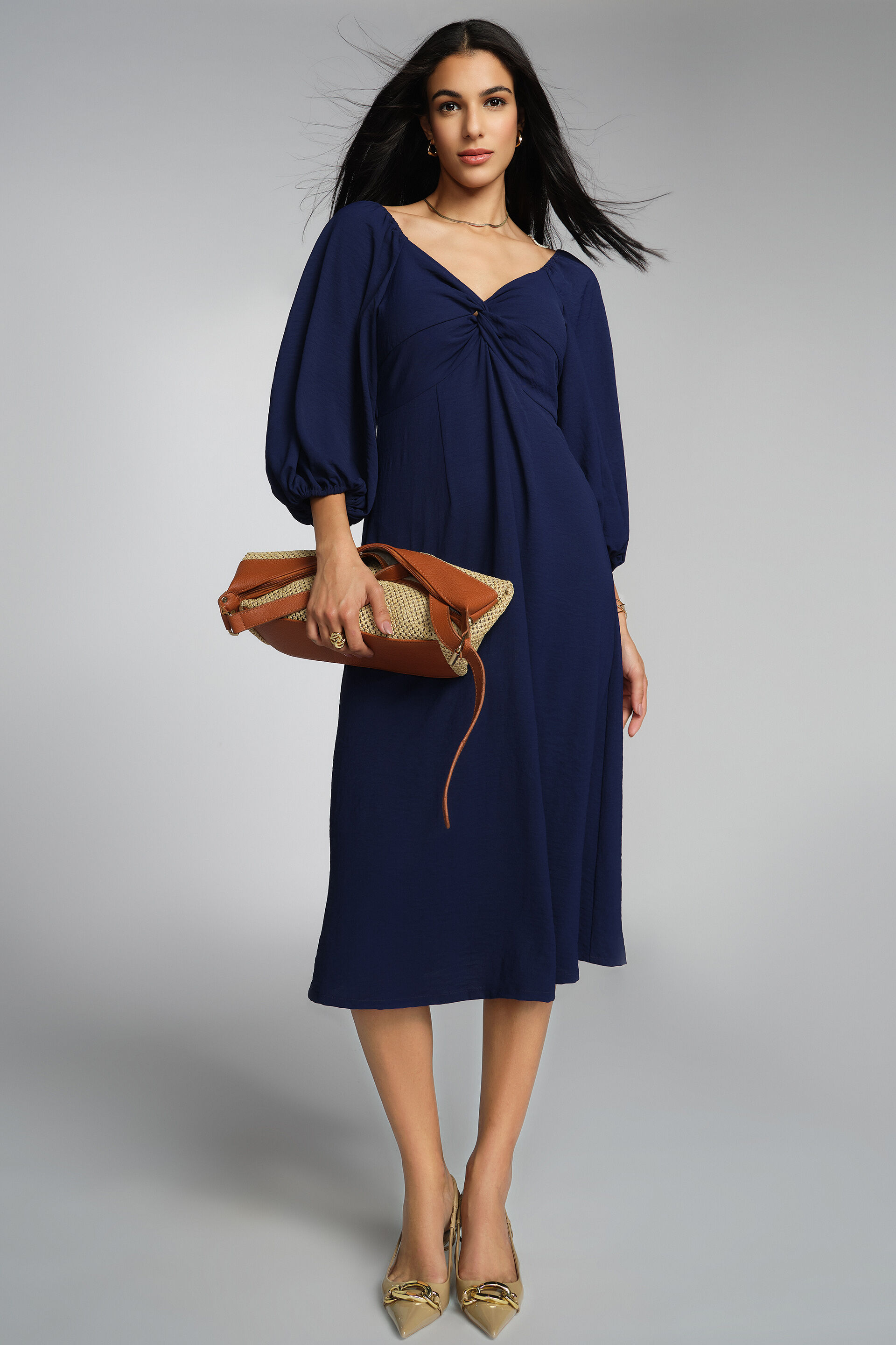Nautica Solid Dress, Indigo, image 3
