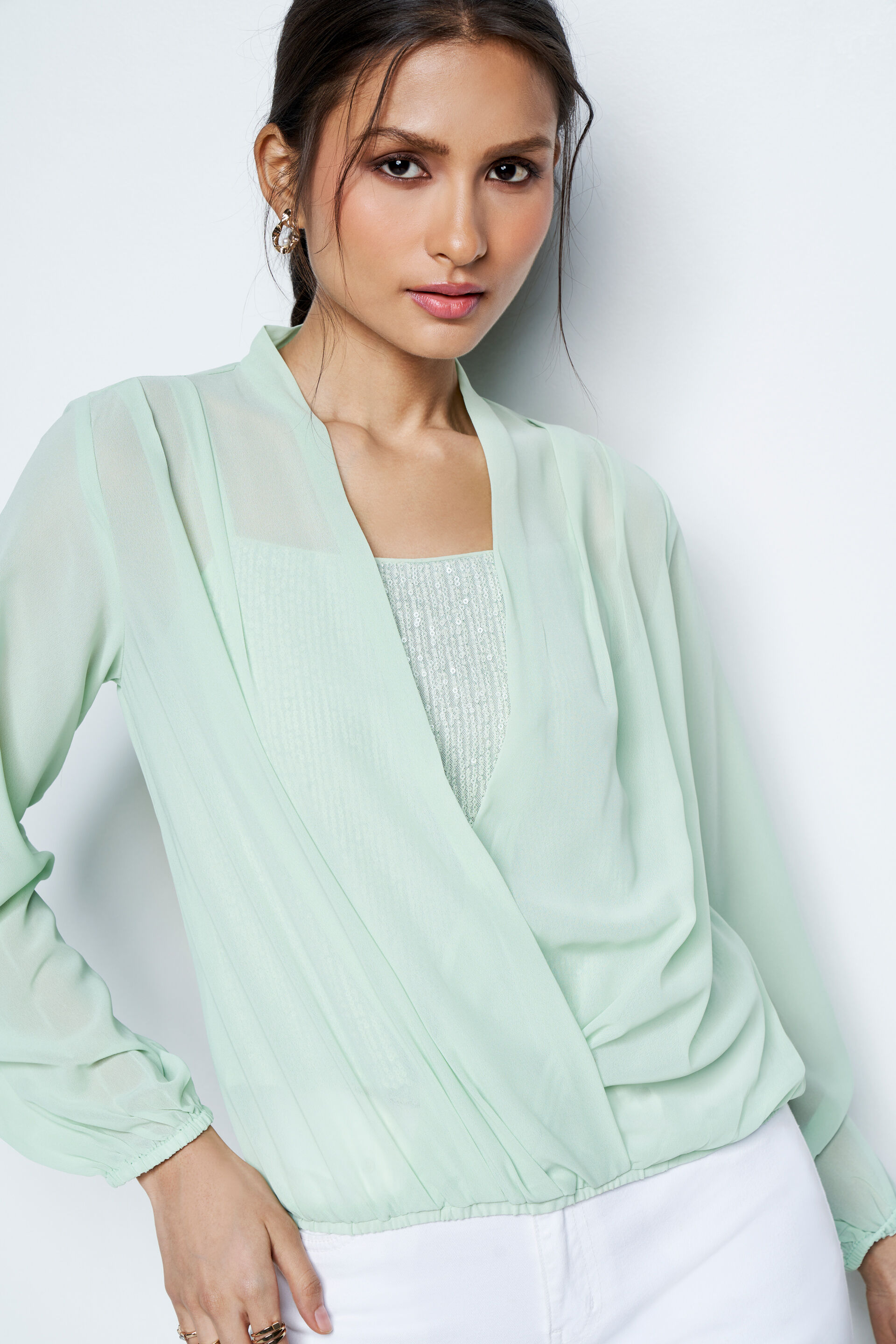 Mint Magic Wrap Top, Mint, image 4
