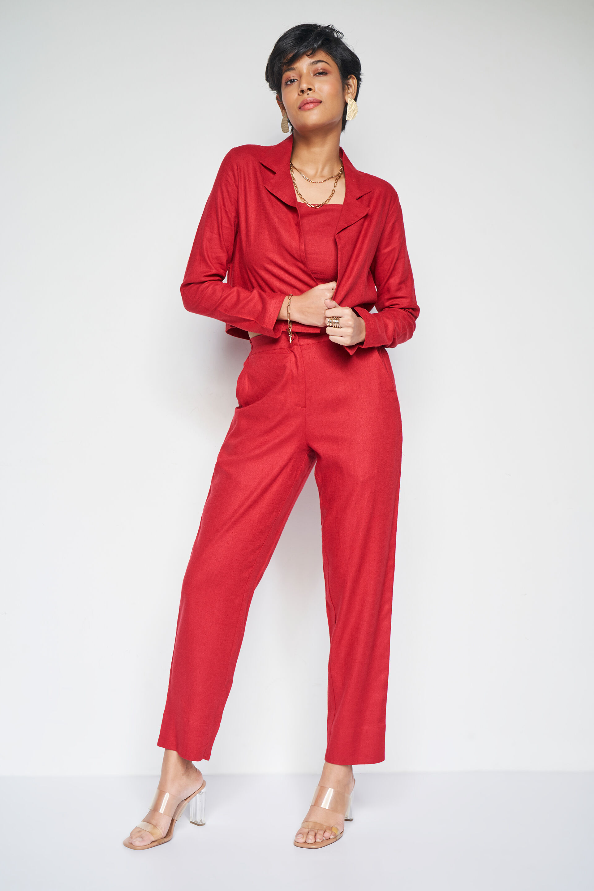 Ruby Solid Co-ords Set, Red, image 1