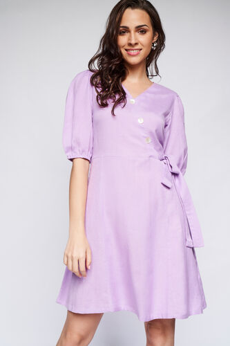 Lilac Flared Tie-Ups Dress, Lilac, image 2