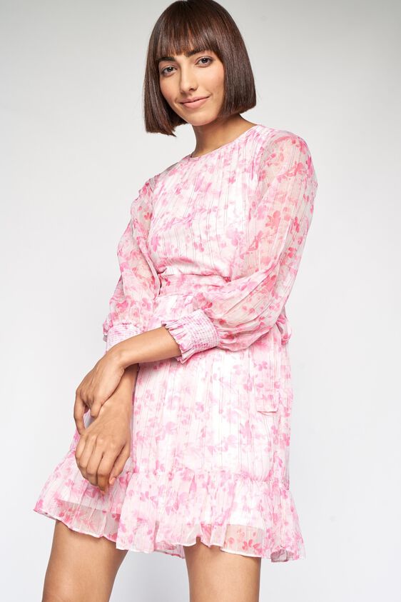 1 - Pink Floral Fit and Flare Dress, image 1