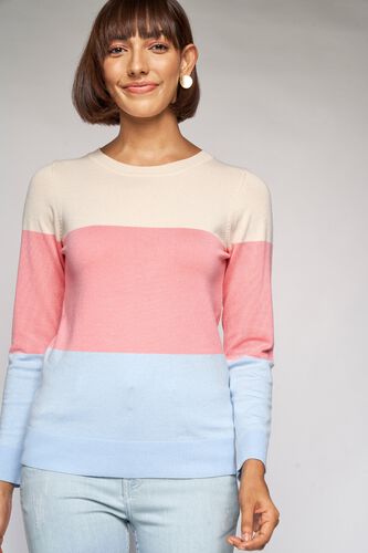 3 - Peach Colorblocked Sweater Top, image 3