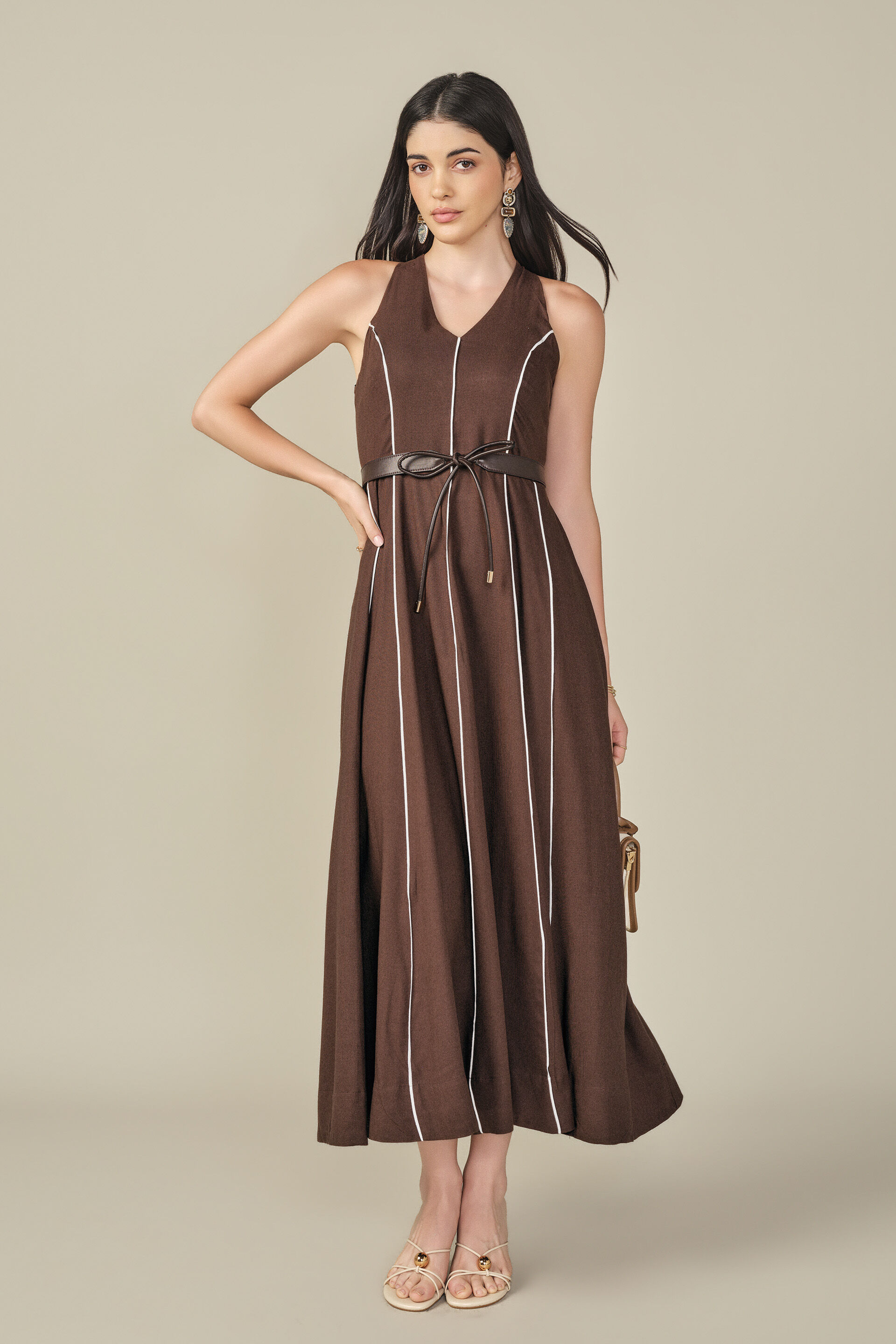 Solid Dress in Brown, Brown, image 4