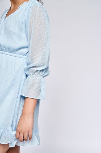 5 - Blue Self Design Flounce Dress, image 5