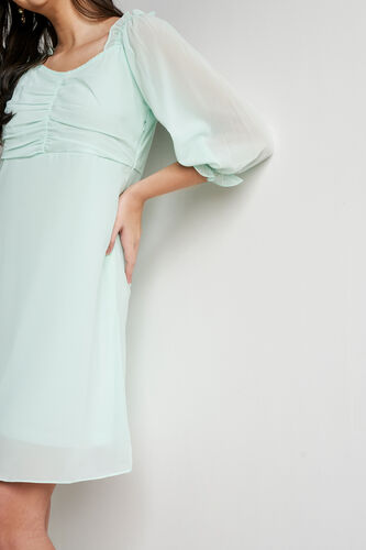 Sea Green Calf Length Flared Fit And Flare Dress, Sea Green, image 6