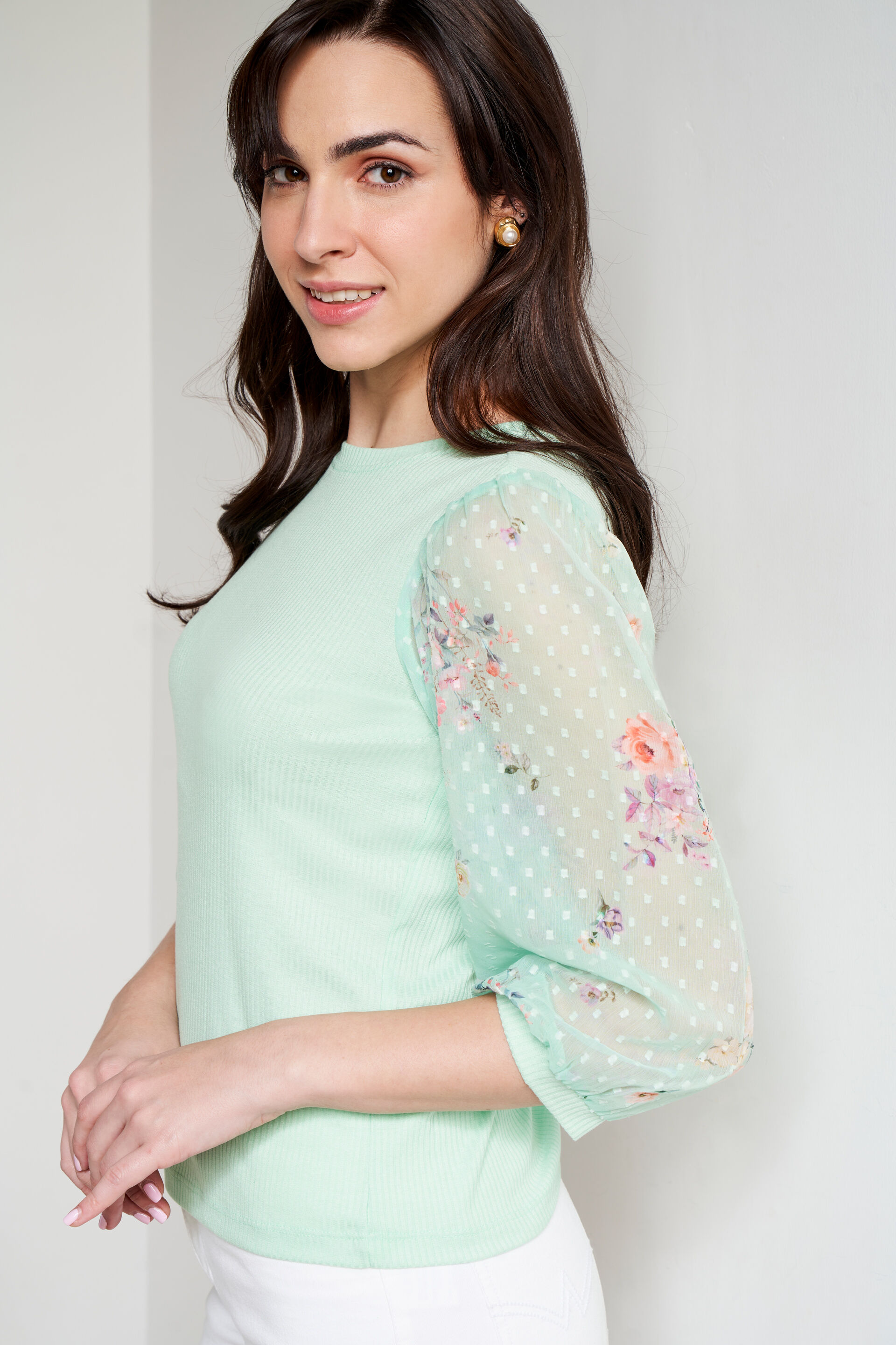 Mint green sales floral top