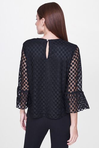 2 - Black Round Neck A-Line Bell Top, image 2