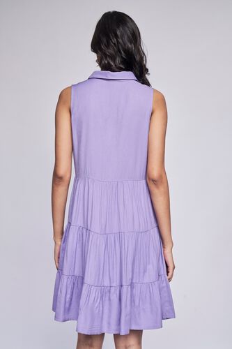 Lilac Self Design Flared Dress, Lilac, image 3