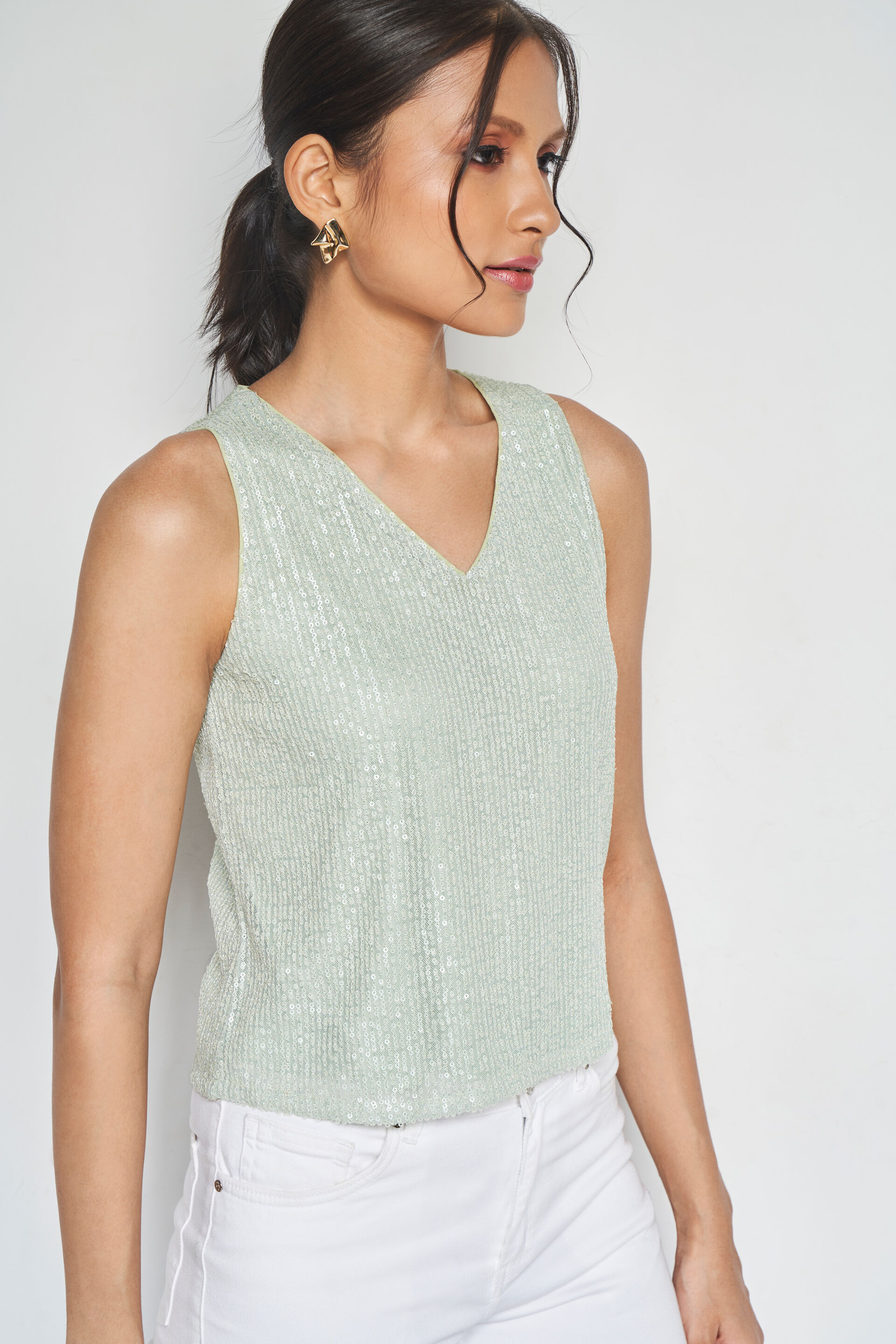 Mint Solid Straight Top, Mint, image 4