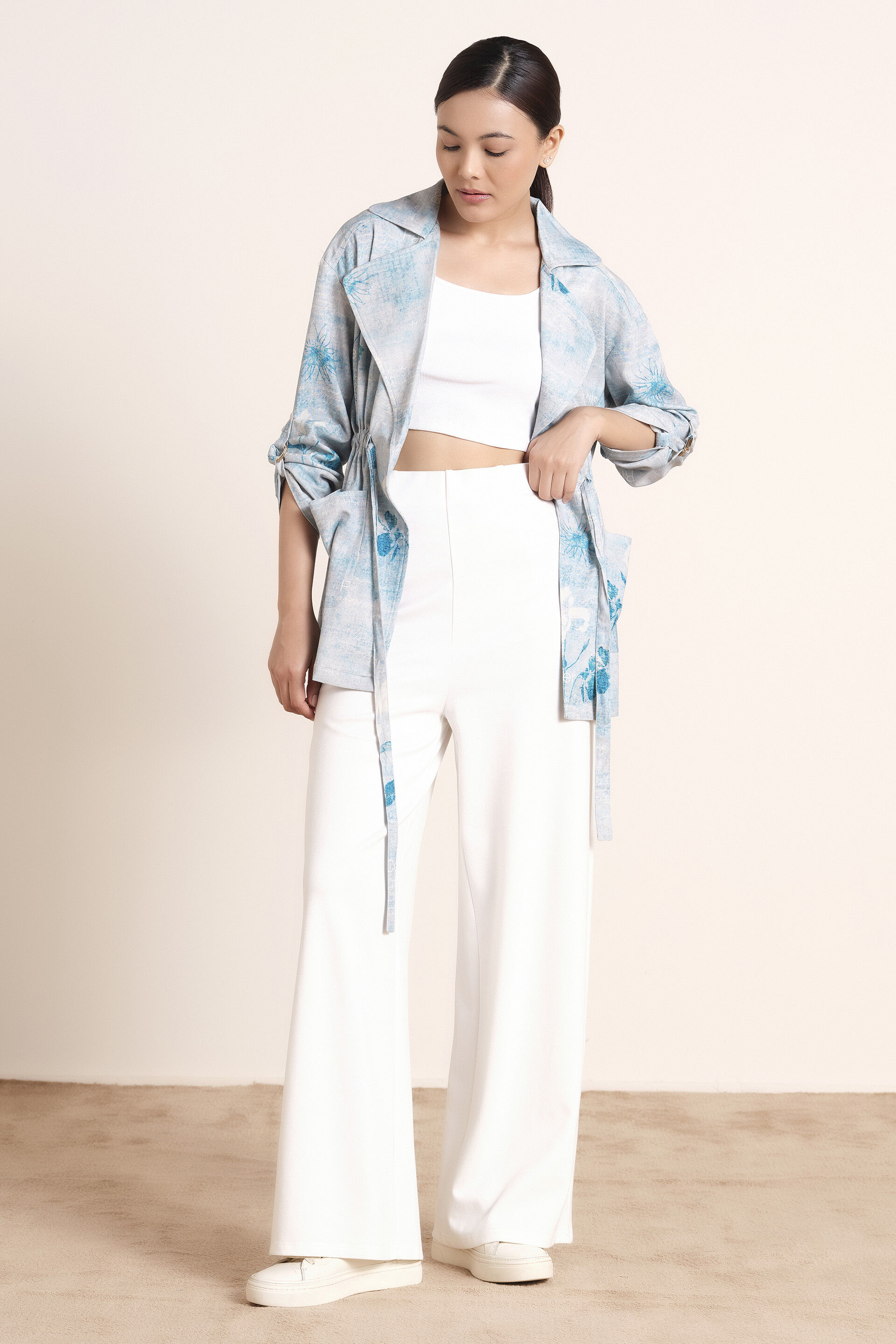 Aquatic Blue Linen-Blend Jacket, Blue, image 4