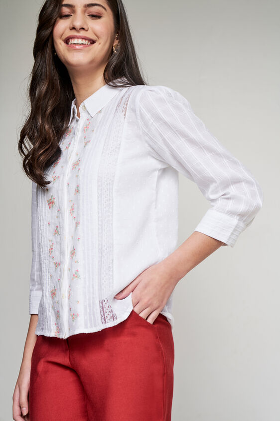 White Solid Straight Top, White, image 2