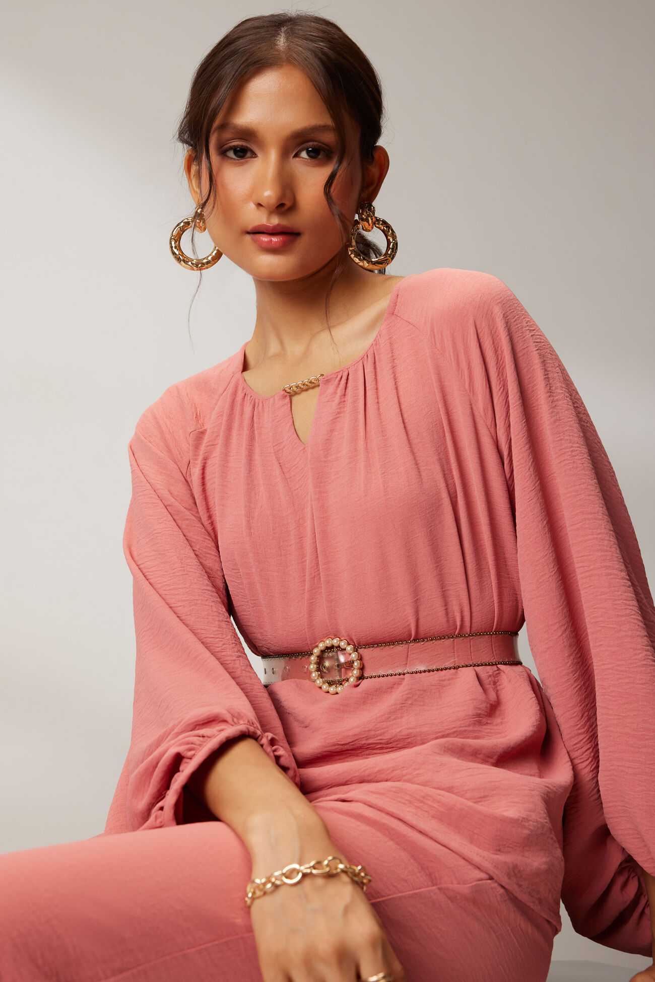 Solid Black Coord Set, Peach, image 4