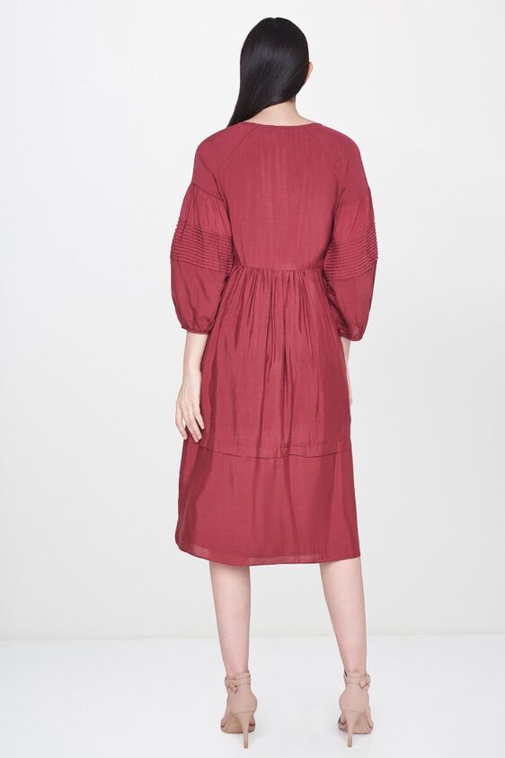 2 - Brown Embroidered Fit and Flare Dress, image 2