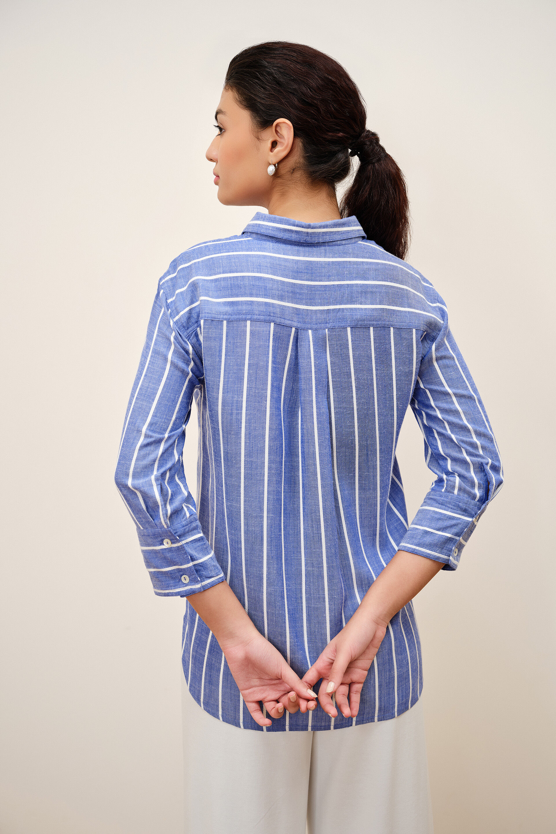 Isola Embroidered Blue Shirt, Blue, image 5