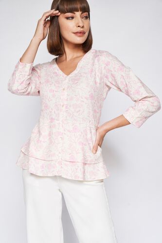 White Abstract Straight Top, White, image 5