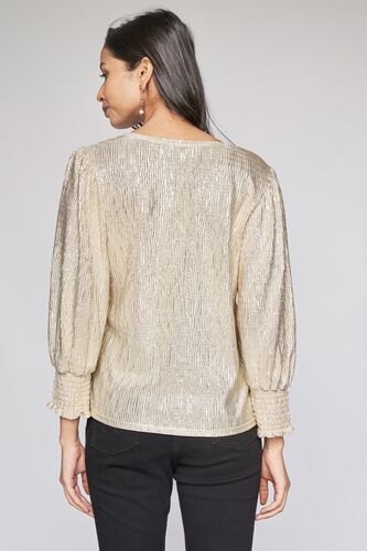3 - Gold Solid Fit and Flare Top, image 3