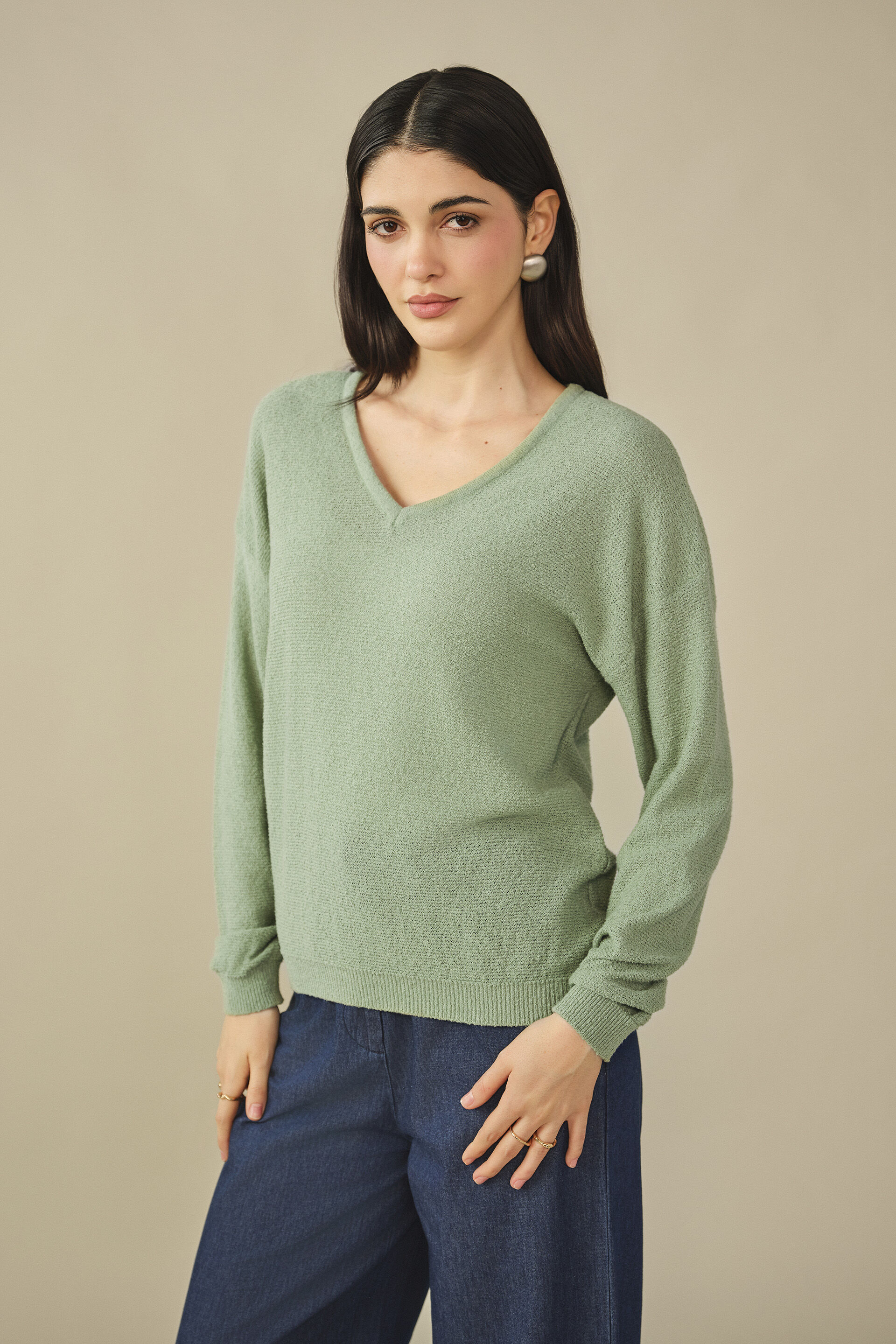 Solid Sweater in Sage, Sage Green, image 5