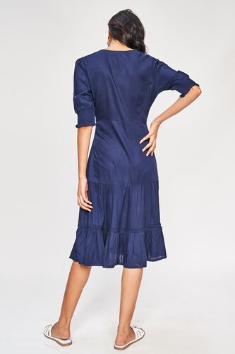 5 - Navy Blue Solid A-Line Dress, image 5
