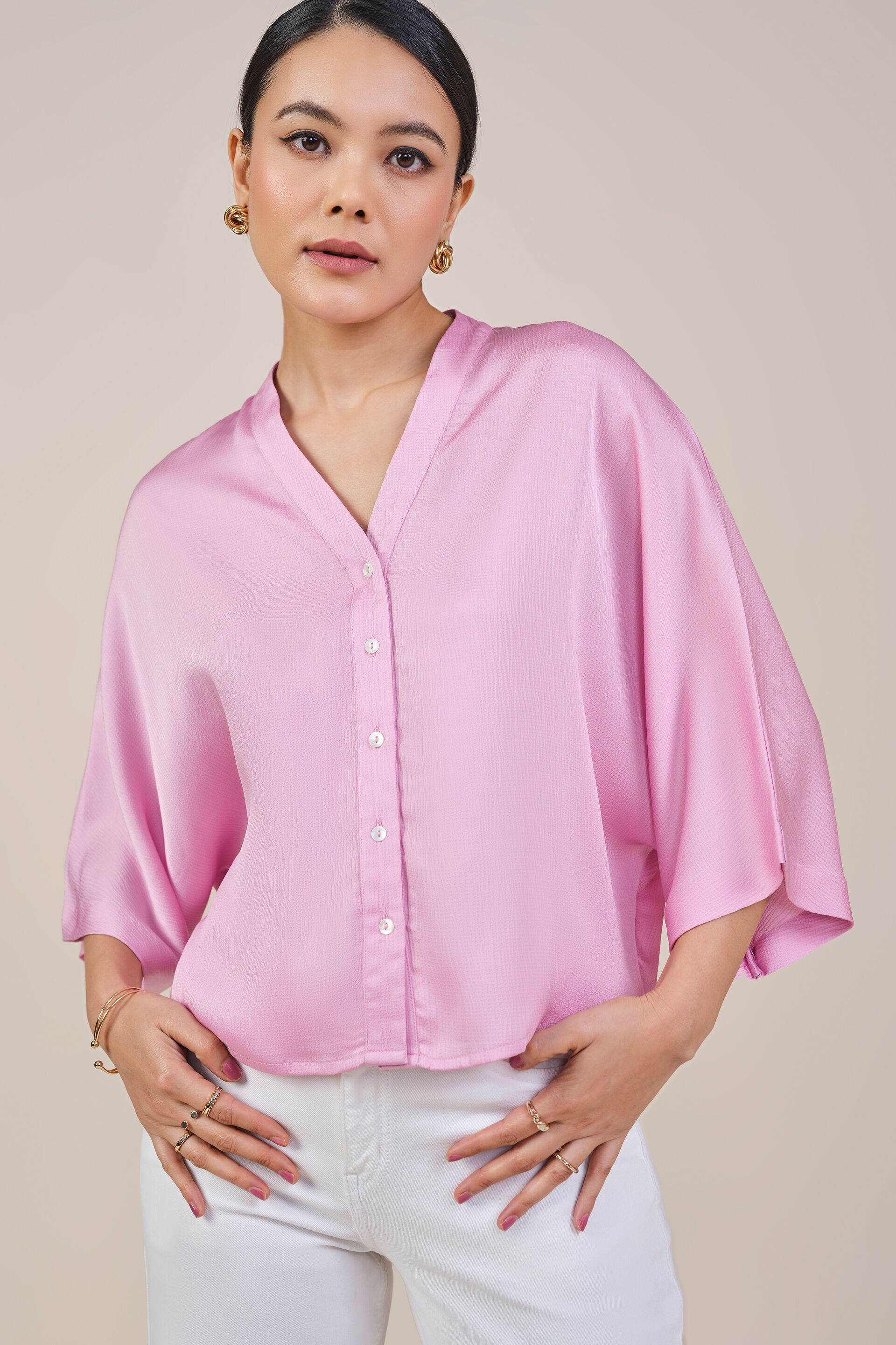 Rosie V-Neck Top, Pink, image 7