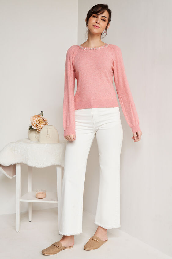 Coral Solid Straight Top, Coral, image 3