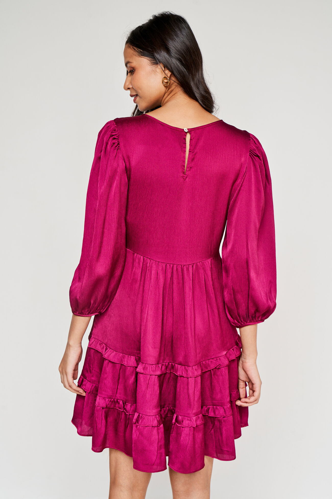 Wine Solid Flared Dress, Wine, image 3