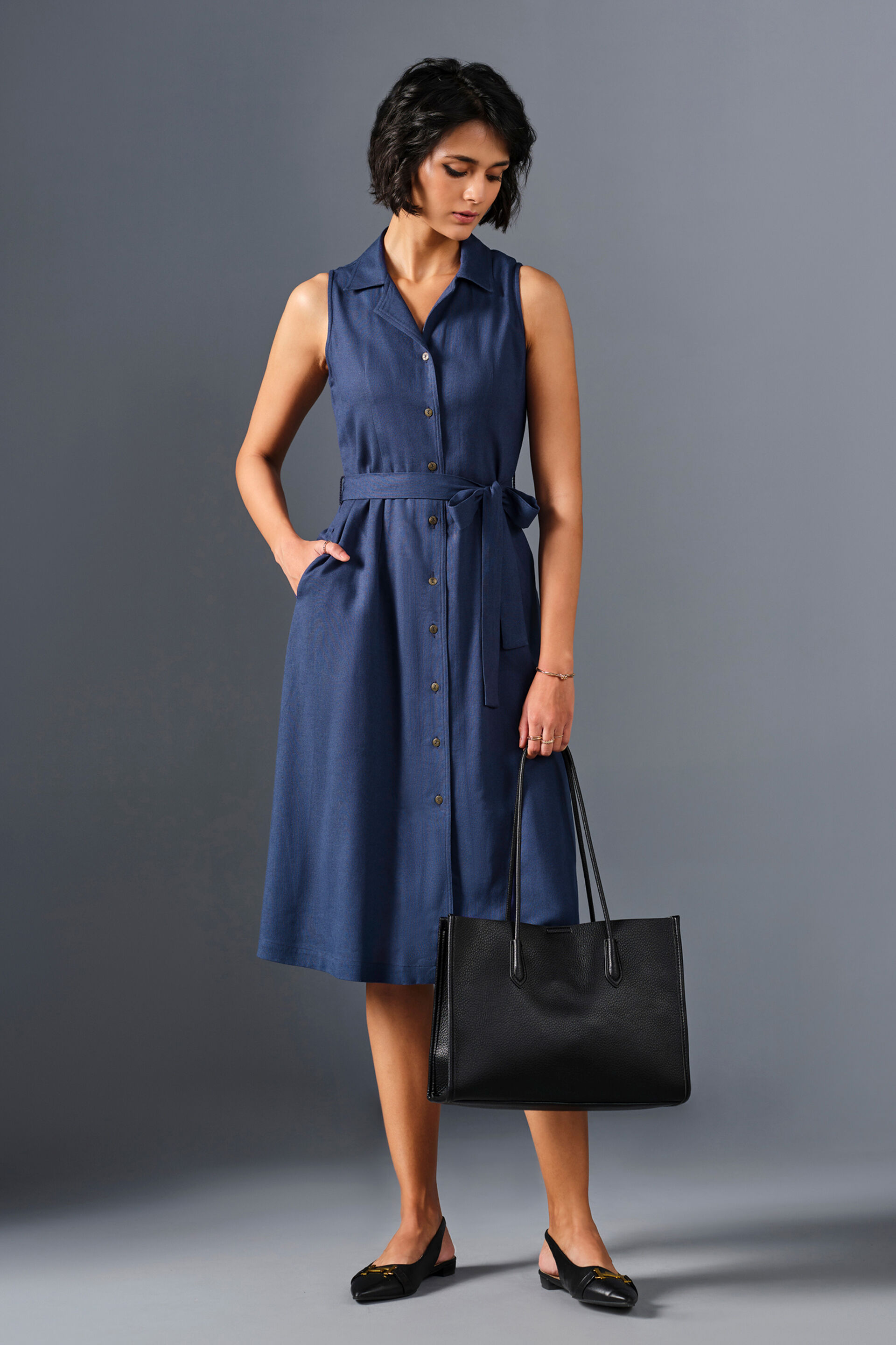 Twilight Viscose Blend Dress, Blue, image 2