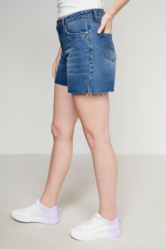 Medium Blue Solid Straight Shorts, Blue, image 2