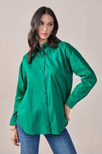 Sensational Solid Cotton Shirt, Green, image 3