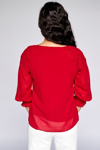5 - Red Solid Blouson Top, image 5