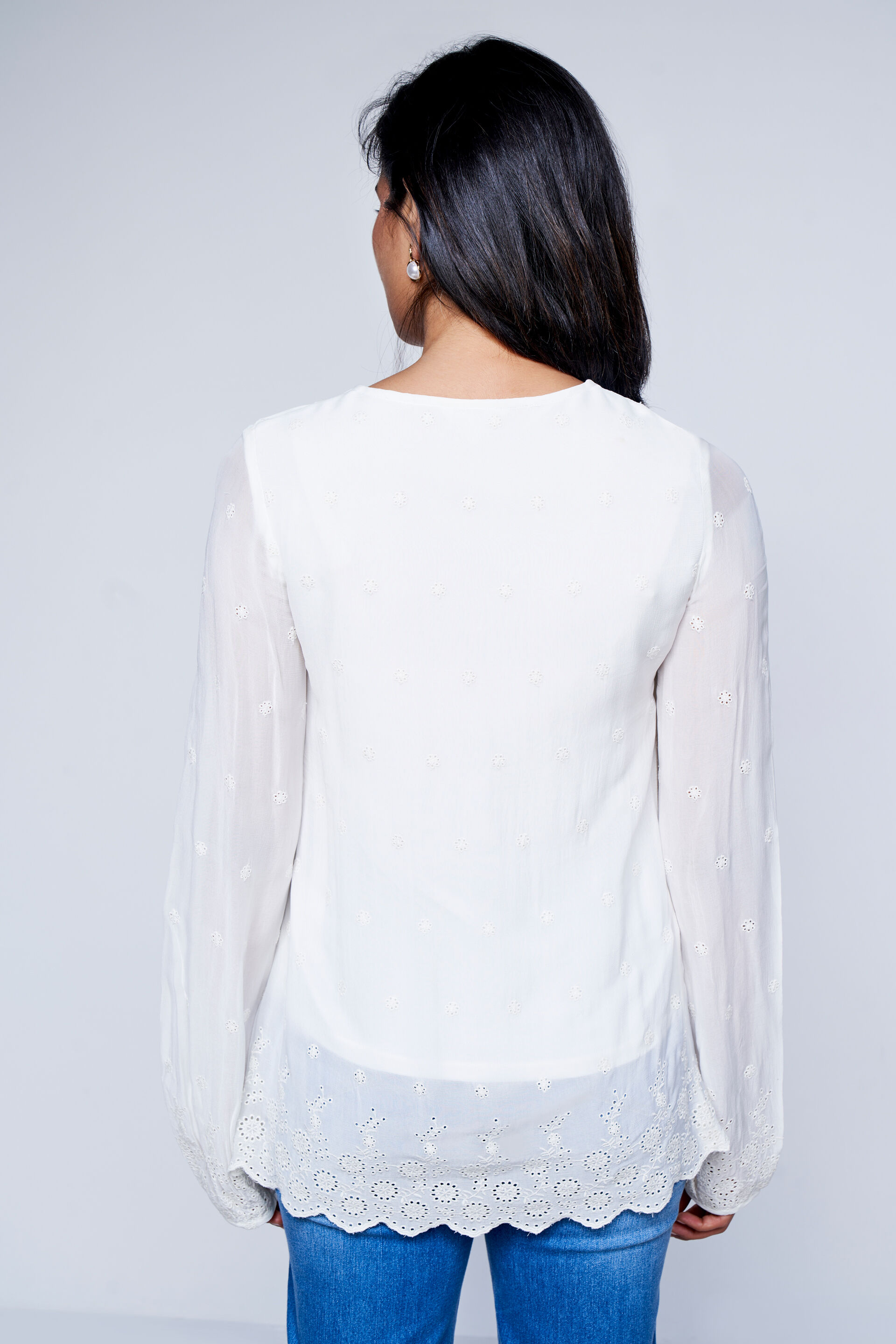 White Flounce Top, White, image 3