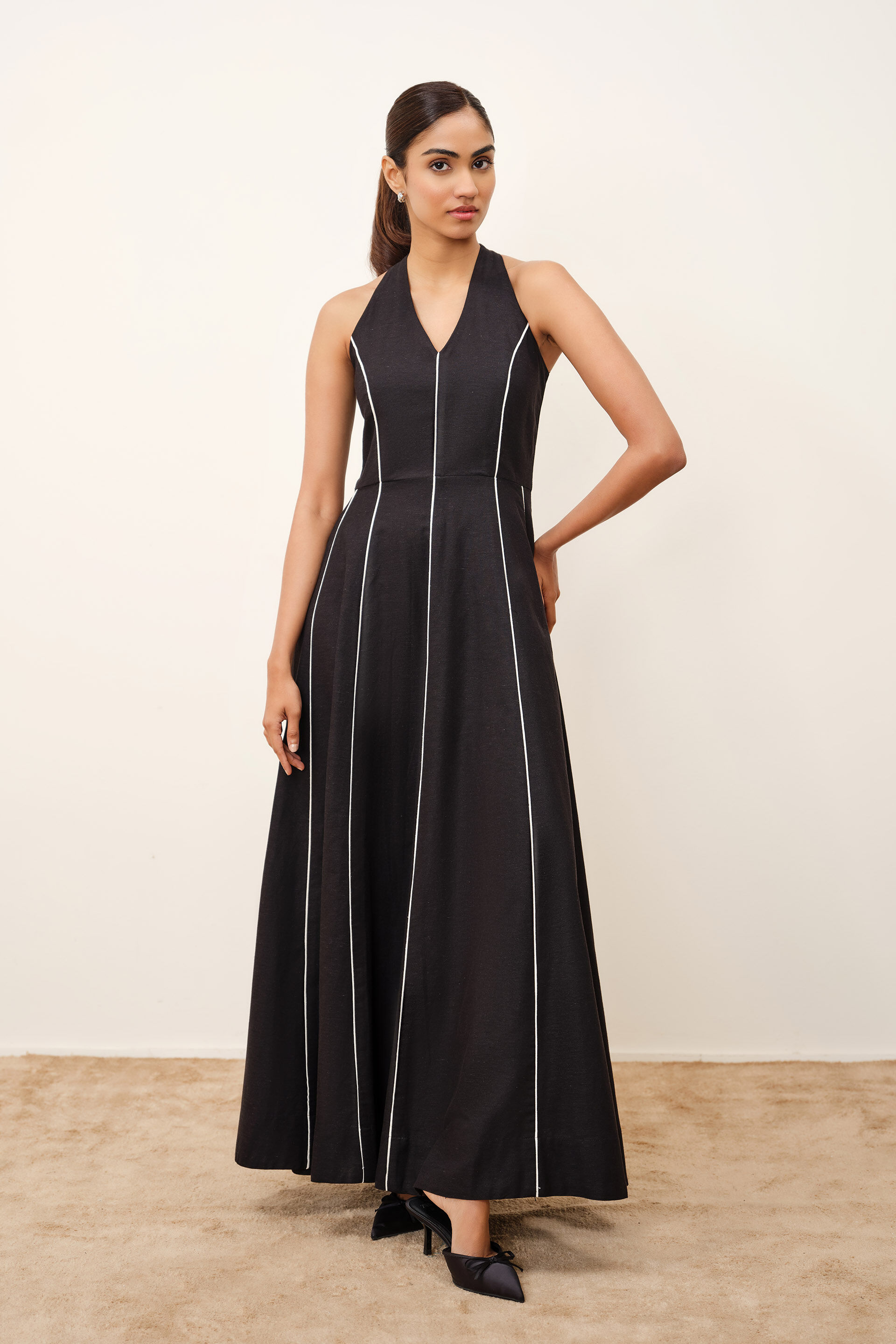 Velia Black Panelled Dress