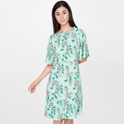 6 - Midnight Green Floral Fit and Flare Dress, image 6