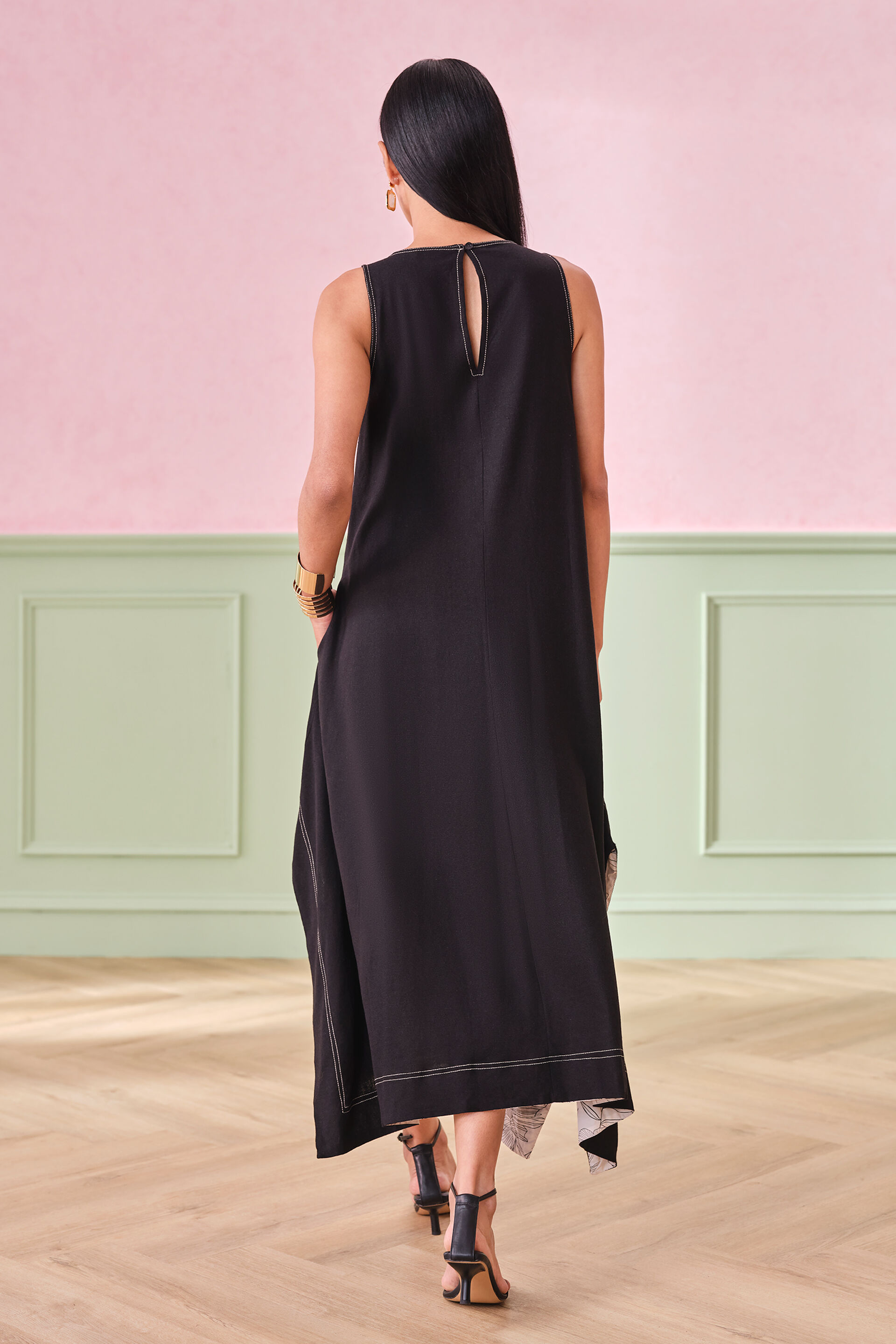 Far side Facade Viscose Blend Dress, Black, image 3