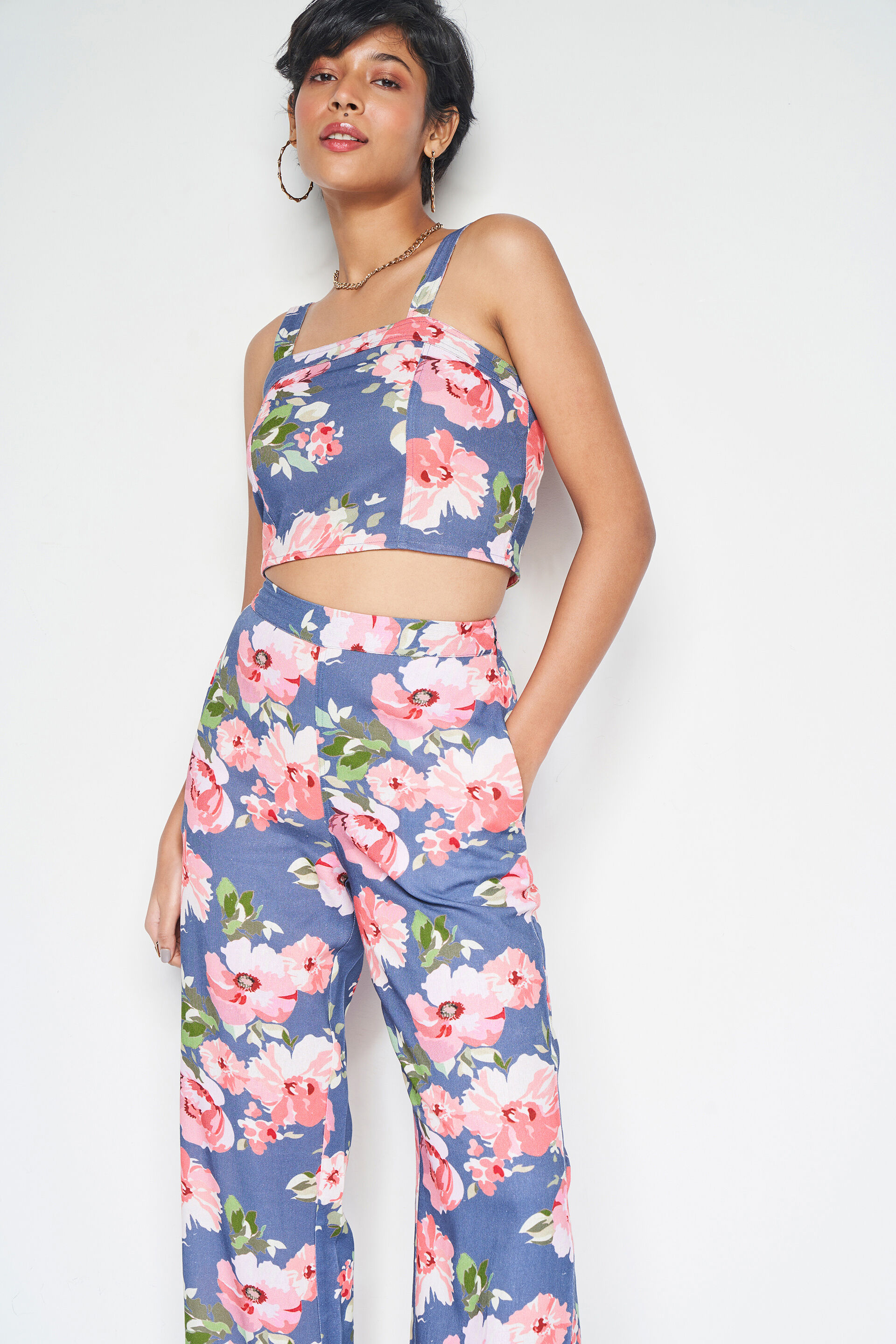 Floral Flourish Co-ords Set, Indigo Blue, image 2