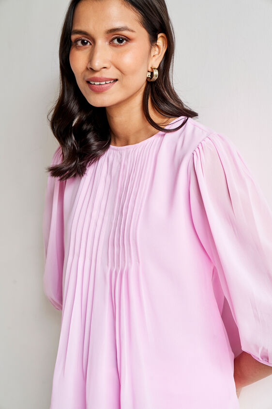 Regular Length Straight Blouson Top, Pink, image 4