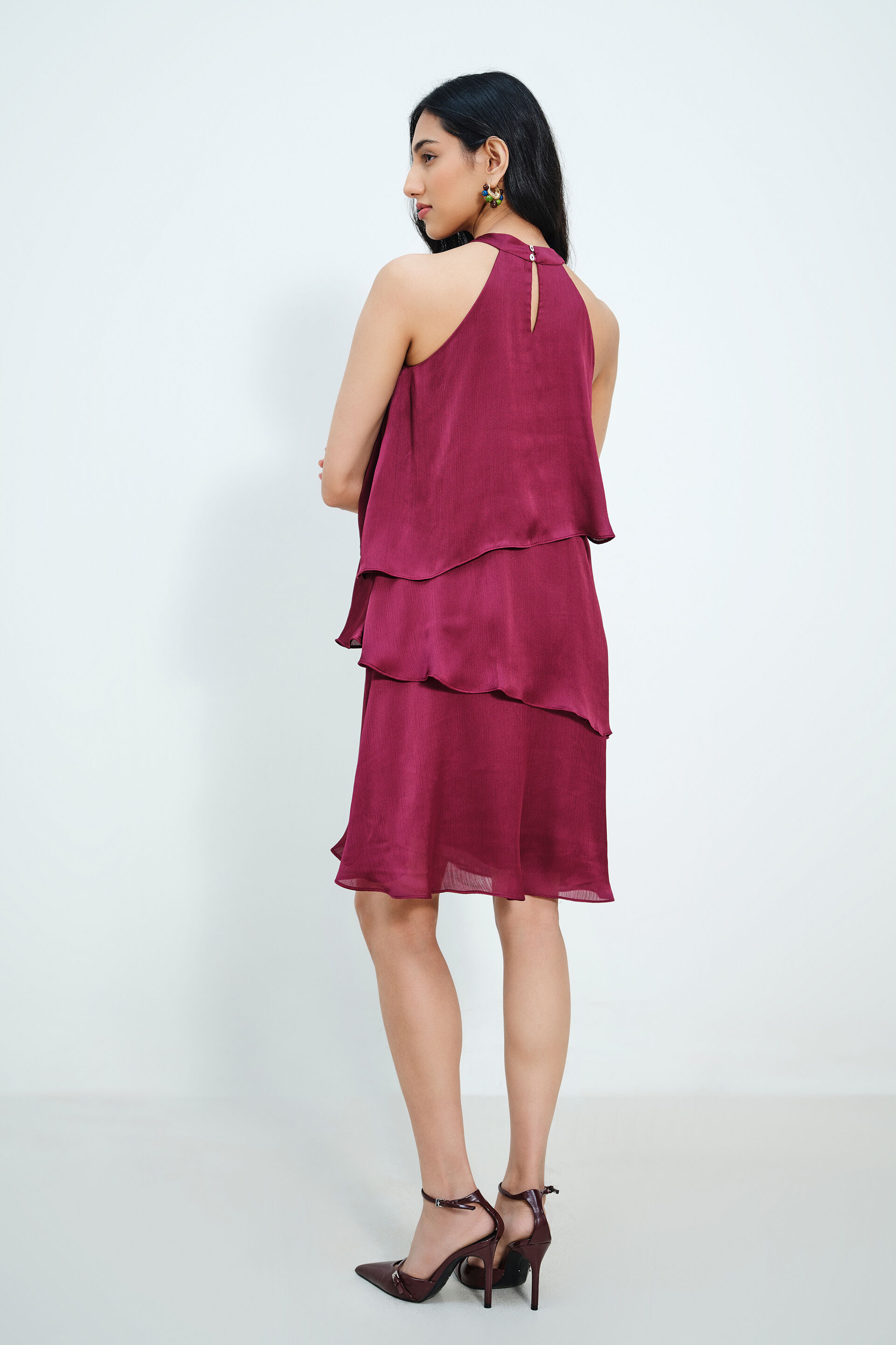 Merlot Tiered Dress, Wine, image 6